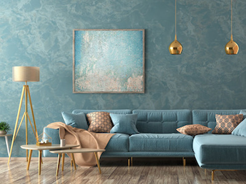 Perfekt tapezierte Wand mit Fototapete